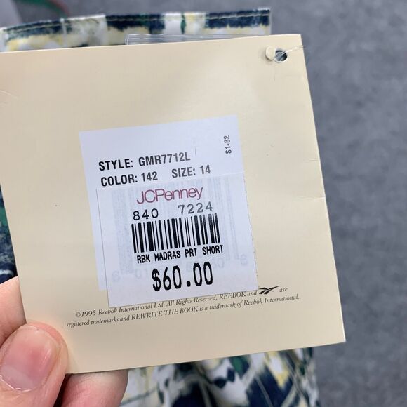 Vintage Reebok Shorts Women 14 Multi Madras Slash Pocket High Rise Retro Culotte - Picture 10 of 12